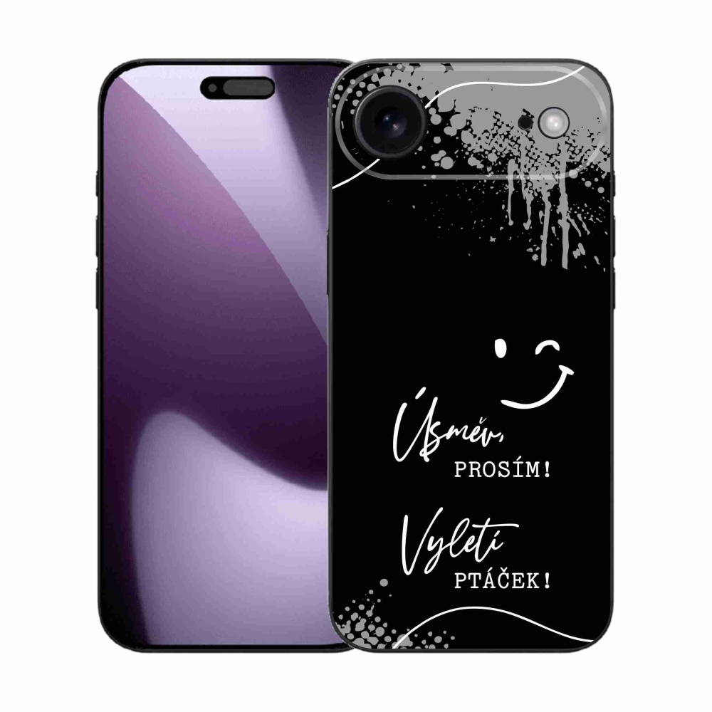 Gélový kryt mmCase na iPhone 17 Air - vtipný text 4 čierne pozadie