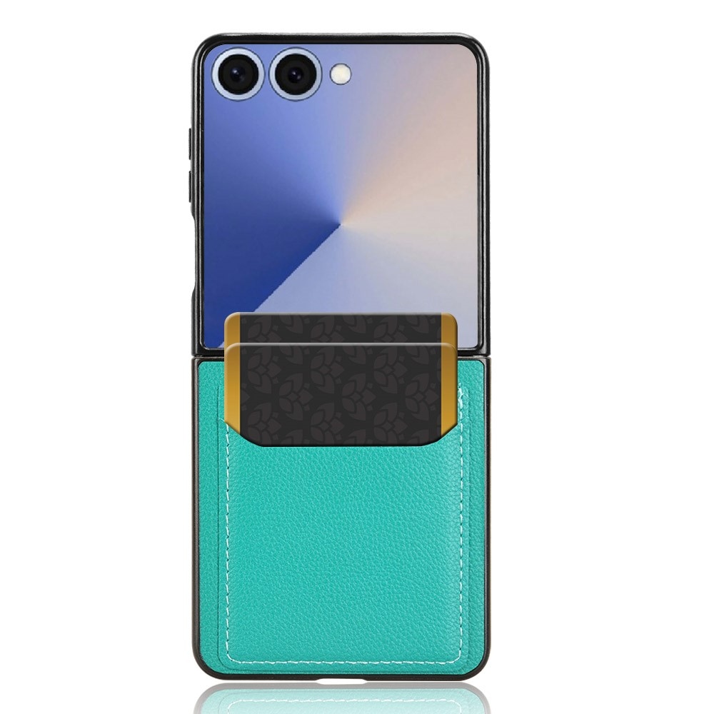 Combi plastový kryt s umelou kožou na Samsung Galaxy Z Flip7 5G - zelený