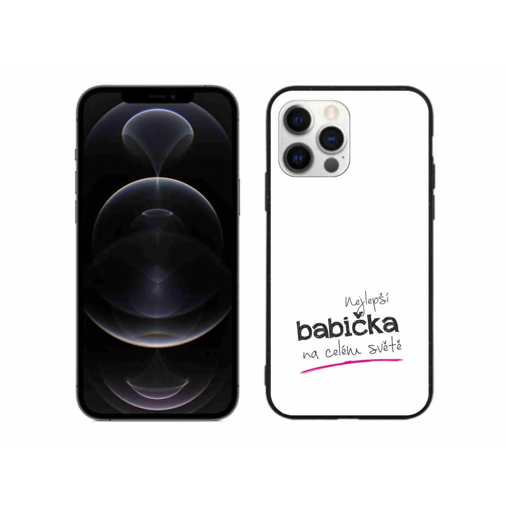 Gélový kryt mmCase na iPhone 12 Pro Max - najlepšia babička 4 biele pozadie