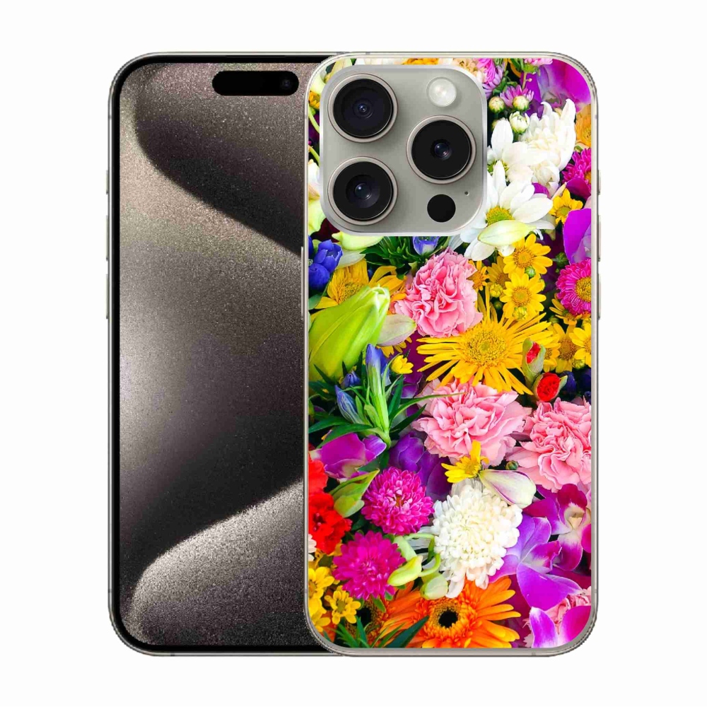 Gélový kryt mmCase na iPhone 15 Pro - kvety 12