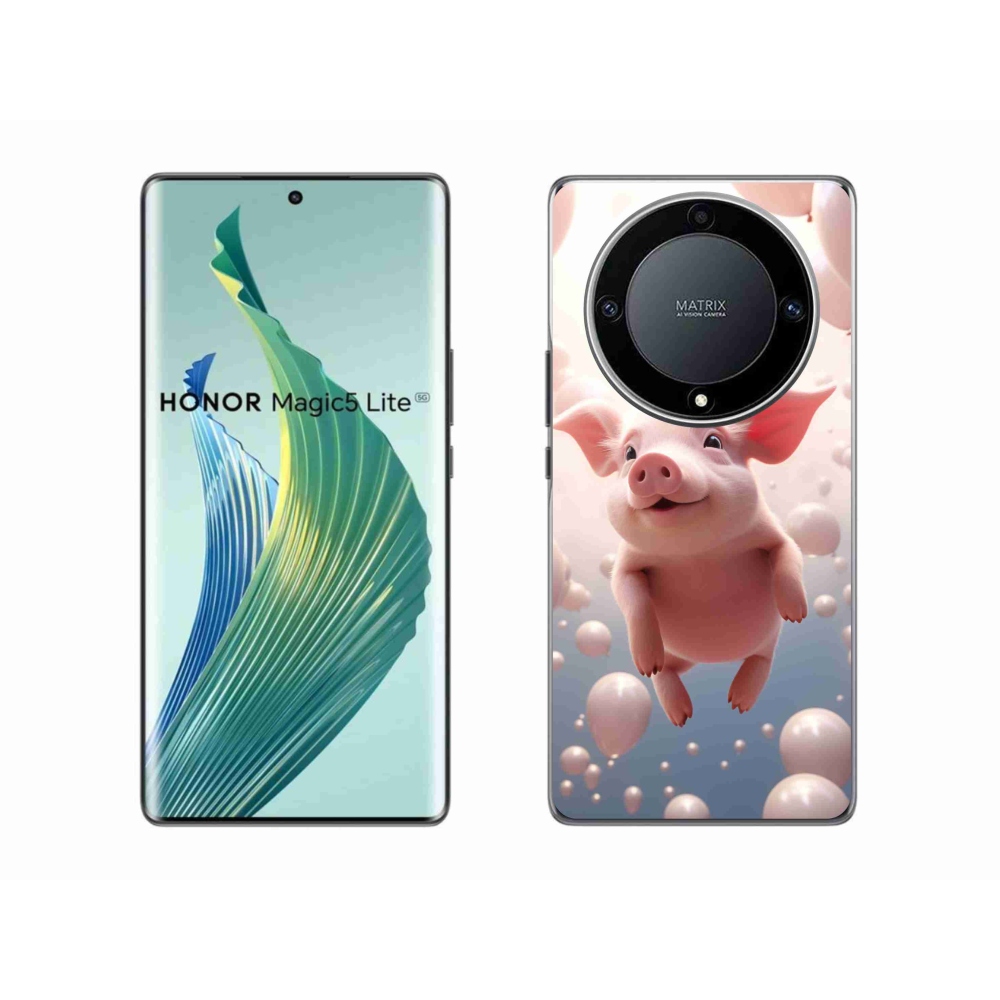 Gélový kryt mmCase na Honor Magic 5 Lite 5G - prasiatko s balónikmi