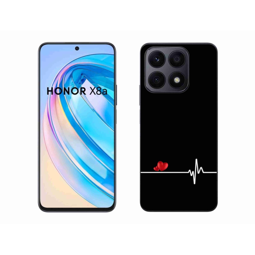 Gélový kryt mmCase na Honor X8a - srdce a tep čierne pozadie