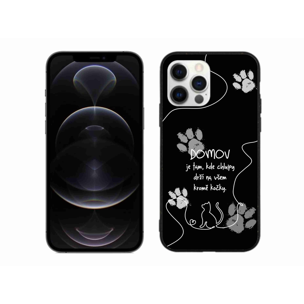 Gélový kryt mmCase na iPhone 12 Pro Max - mačacie motív čierne pozadie