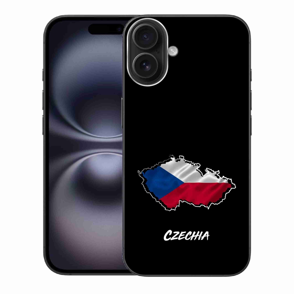 Gélový kryt mmCase na iPhone 16 Plus - Czechia čierne pozadie