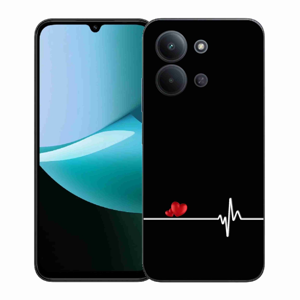 Gélový kryt mmCase na Xiaomi Redmi 15C 4G (171mm)/Poco C85 4G (171mm) - srdce a tep čierne pozadie