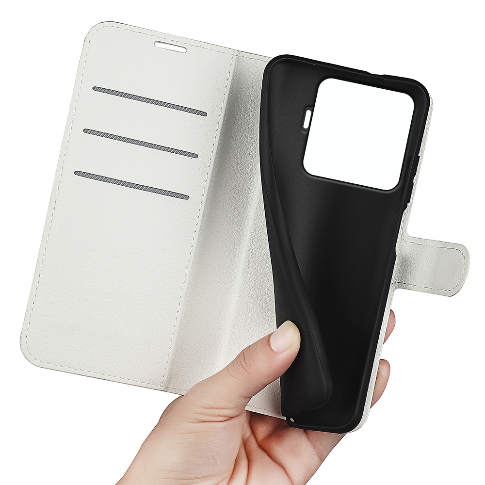 Litchi knižkové púzdro na Xiaomi 15T Pro - biele