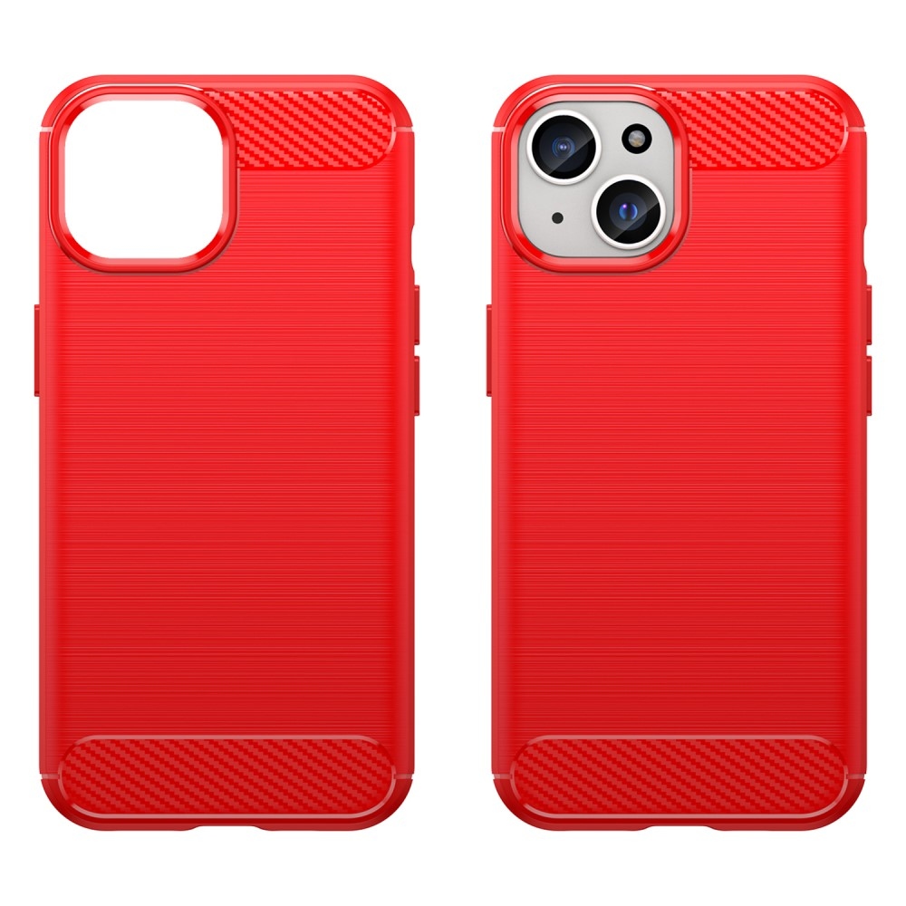 Carbon odolný gélový obal na iPhone 15 - červený