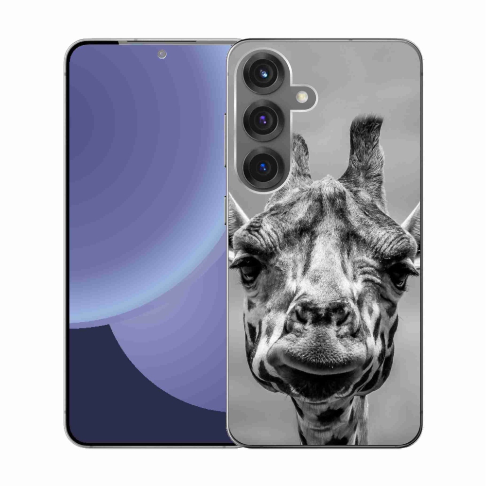Gélový kryt mmCase na Samsung Galaxy S25 - čiernobiela žirafa