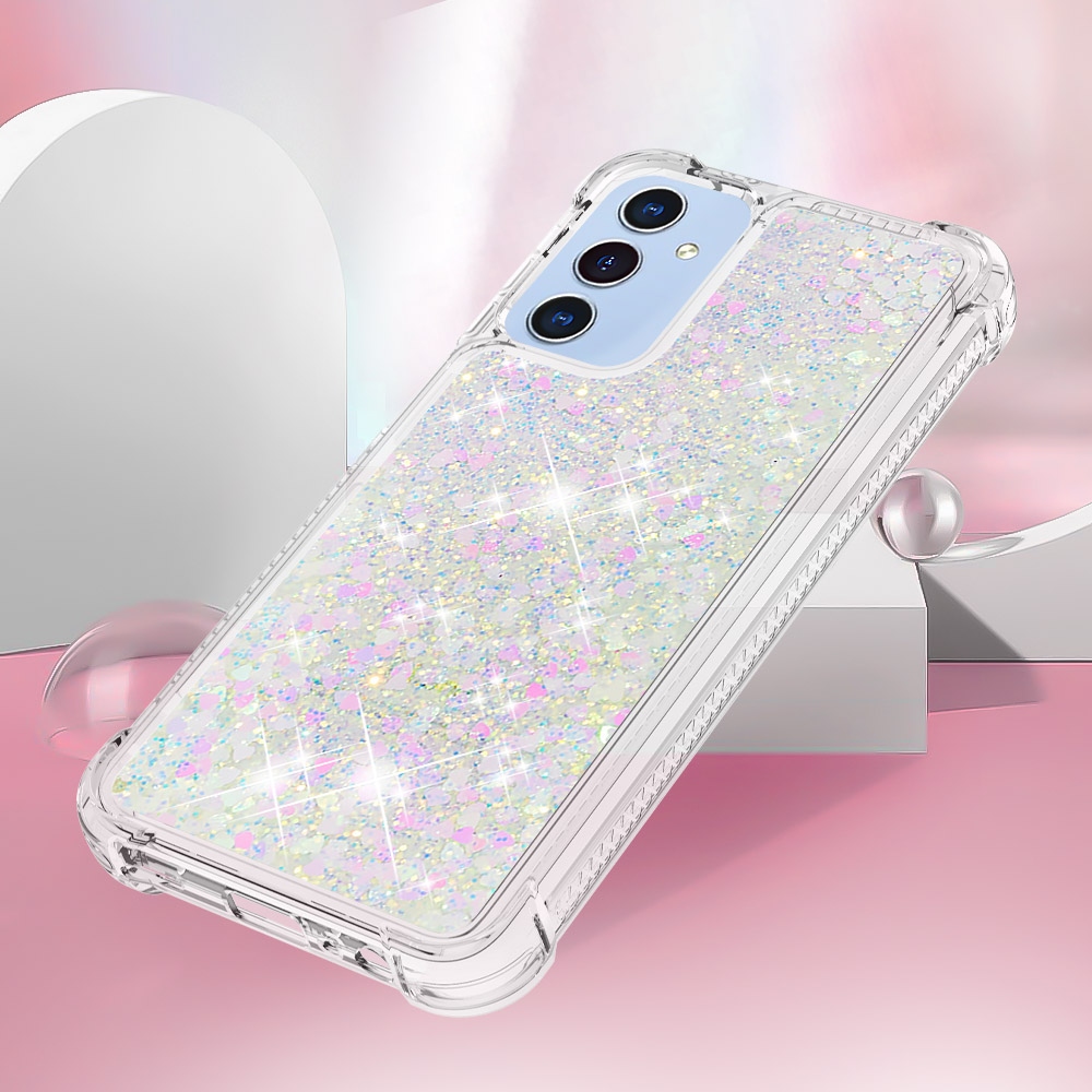 Glitter presýpacie gélový obal na Samsung Galaxy A17 5G - ružovo strieborný/srdiečka