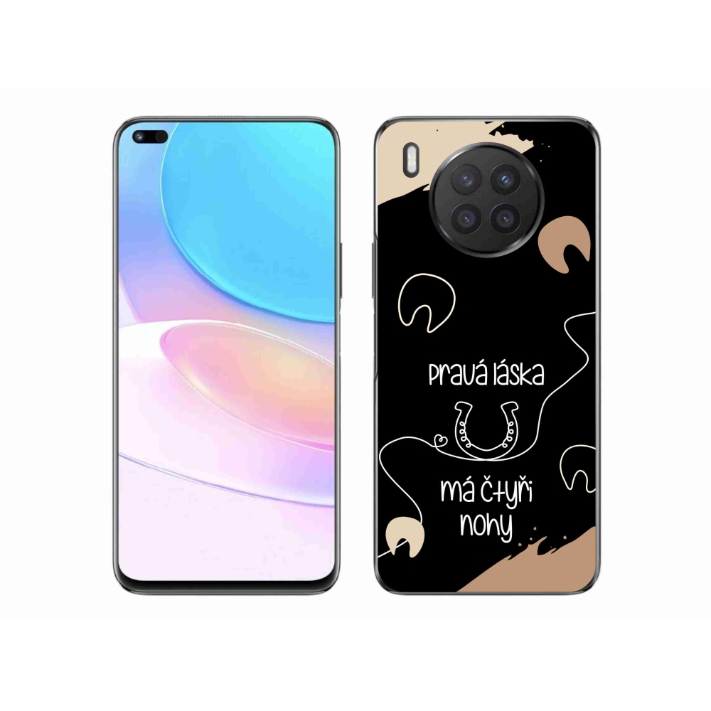 Gélový kryt mmCase na Huawei Nova 8i - konský motív čierne pozadie