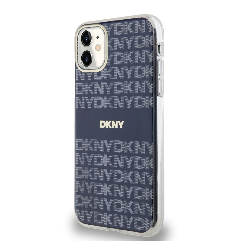 DKNY PC/TPU Repeat Pattern Tonal Stripe Magsafe Zadný Kryt pre iPhone 11 Blue