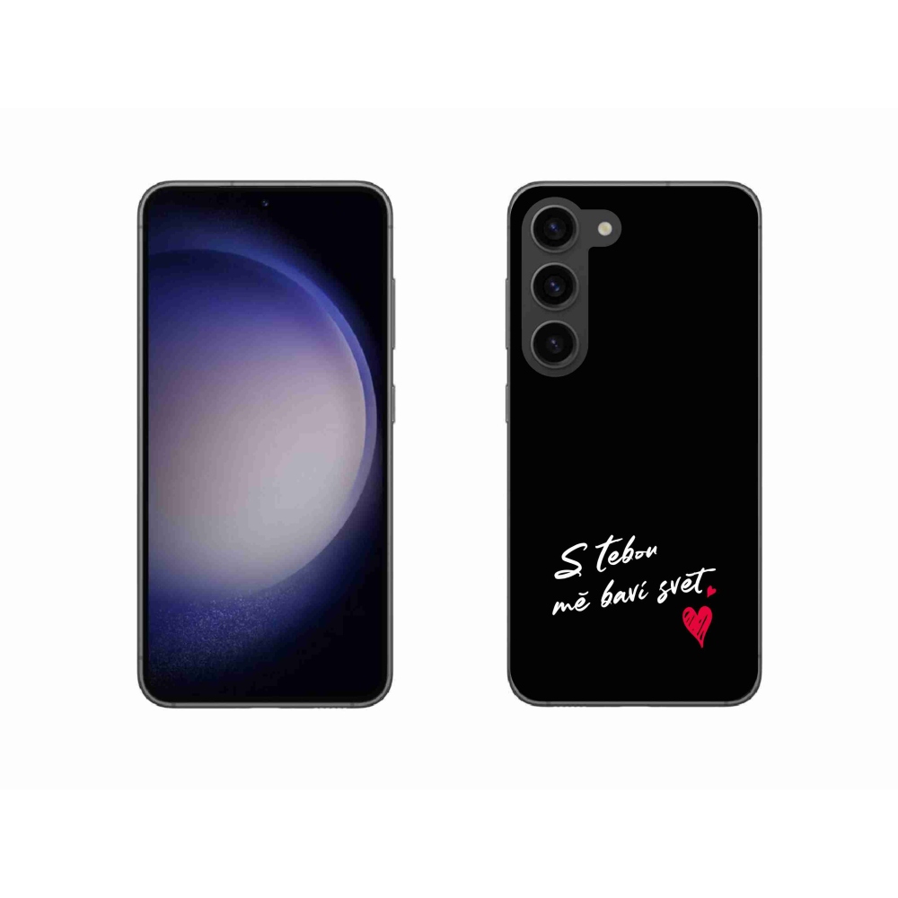 Gélový kryt mmCase na Samsung Galaxy S23 5G - zamilovaný text 1 čierne pozadie
