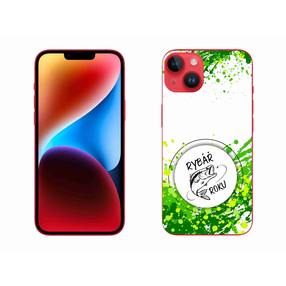 Gélový kryt mmCase na iPhone 14 Plus - rybár roka biele pozadie