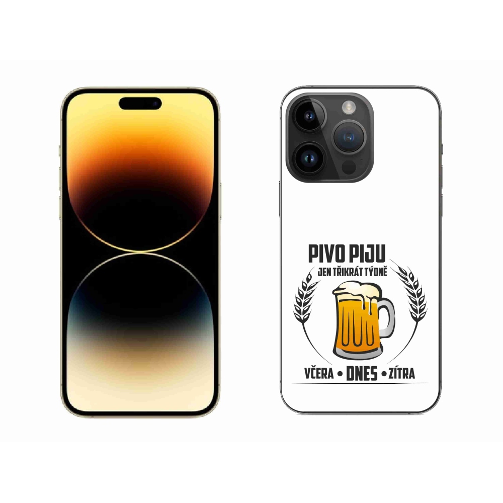 Gélový kryt mmCase na iPhone 14 Pro Max 6.7 - pivný motív biele pozadie