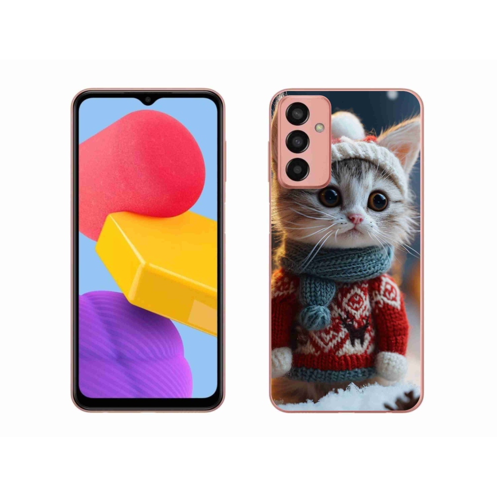 Gélový kryt mmCase na Samsung Galaxy M13 - mačiatko vo svetri