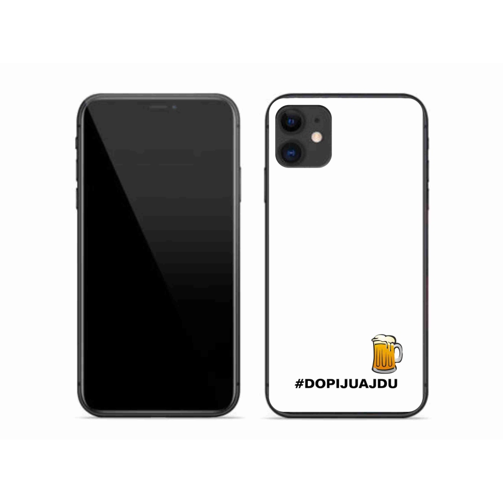 Gélový kryt mmCase na iPhone 11 - pivný motív 1 biele pozadie