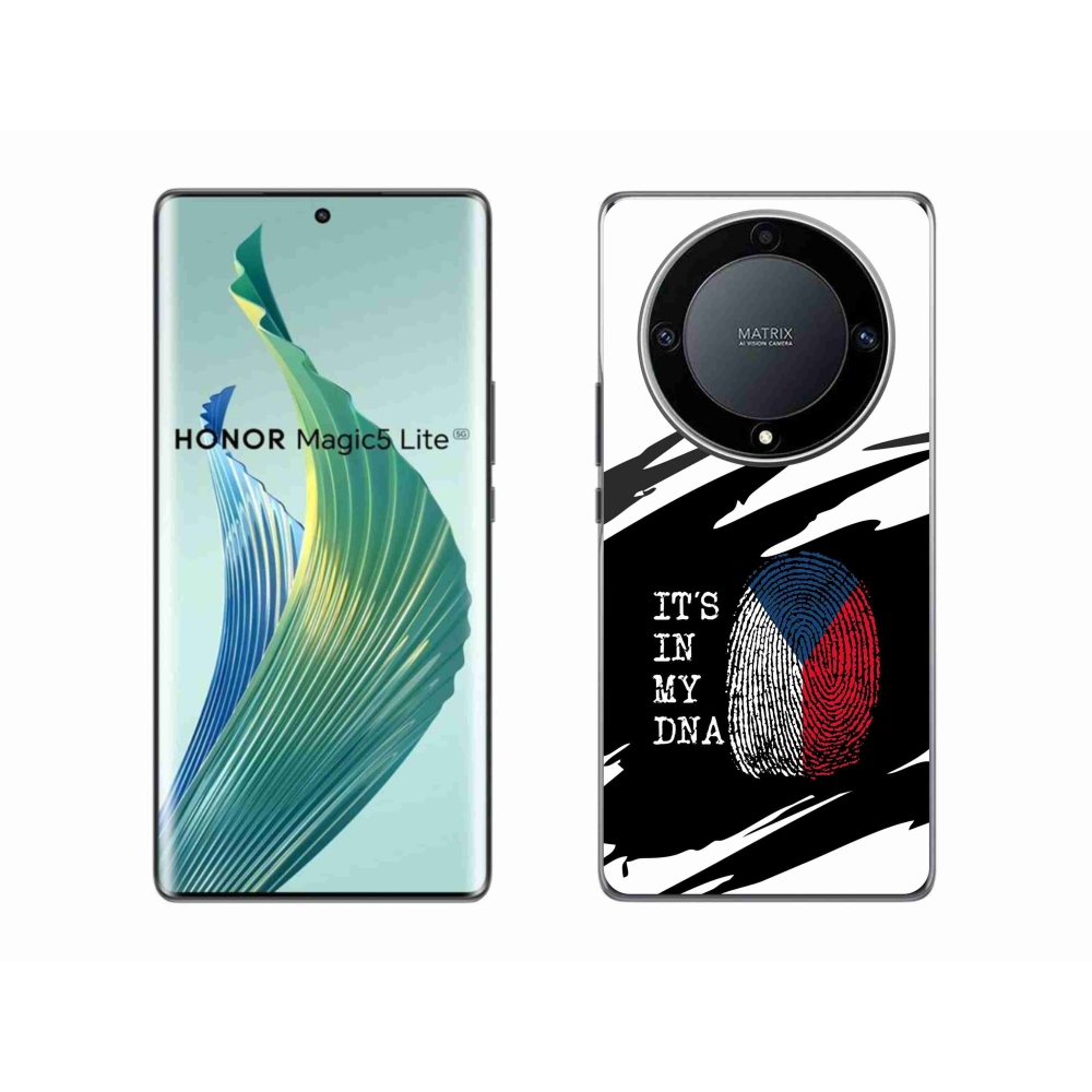 Gélový kryt mmCase na Honor Magic 5 Lite 5G - vlajka odtlačok prsta čiernobiele pozadie