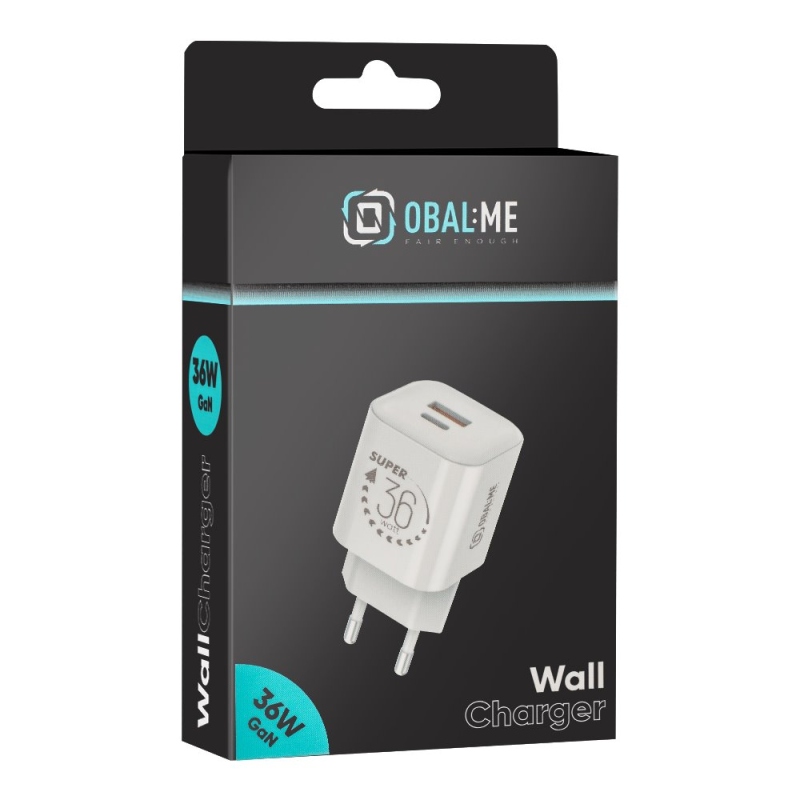 OBAL:ME GaN Cestovná Nabíjačka USB-A + USB-C 36W White