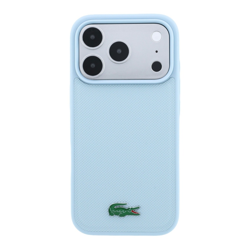 Lacoste PVC Iconic Petit Pique Metal Logo MagSafe zadný kryt pre iPhone 18 Pro Max, modrý