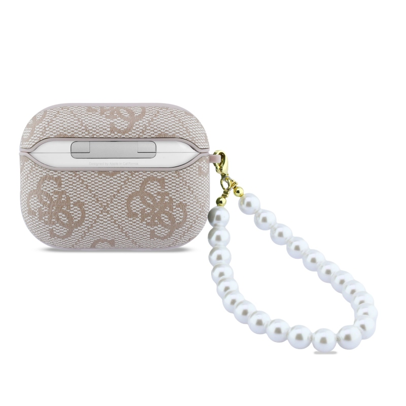 Guess PU 4G Classic Logo Pearl Strap Puzdro pre AirPods Pro 3 Pink