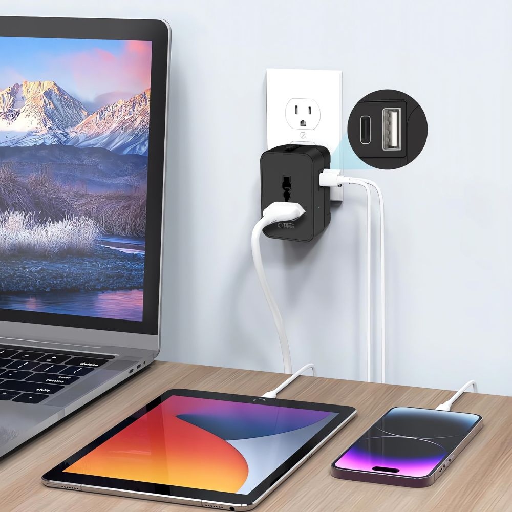 Tech-Protect TA300 univerzálny cestovný adaptér EU/UK/US/AU