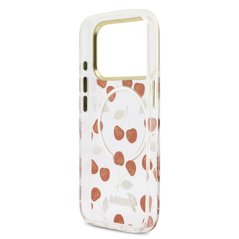 Guess IML Glitter Cherry MagSafe zadný kryt pre iPhone 17 Pro