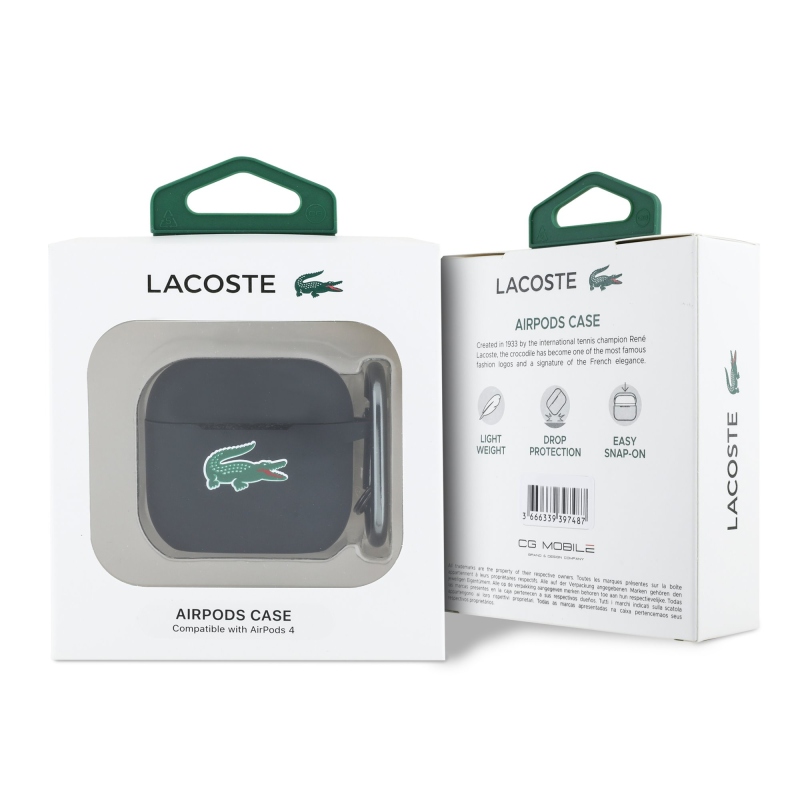 Lacoste Liquid Silicone Croc Logo Puzdro pre AirPods 4 Black