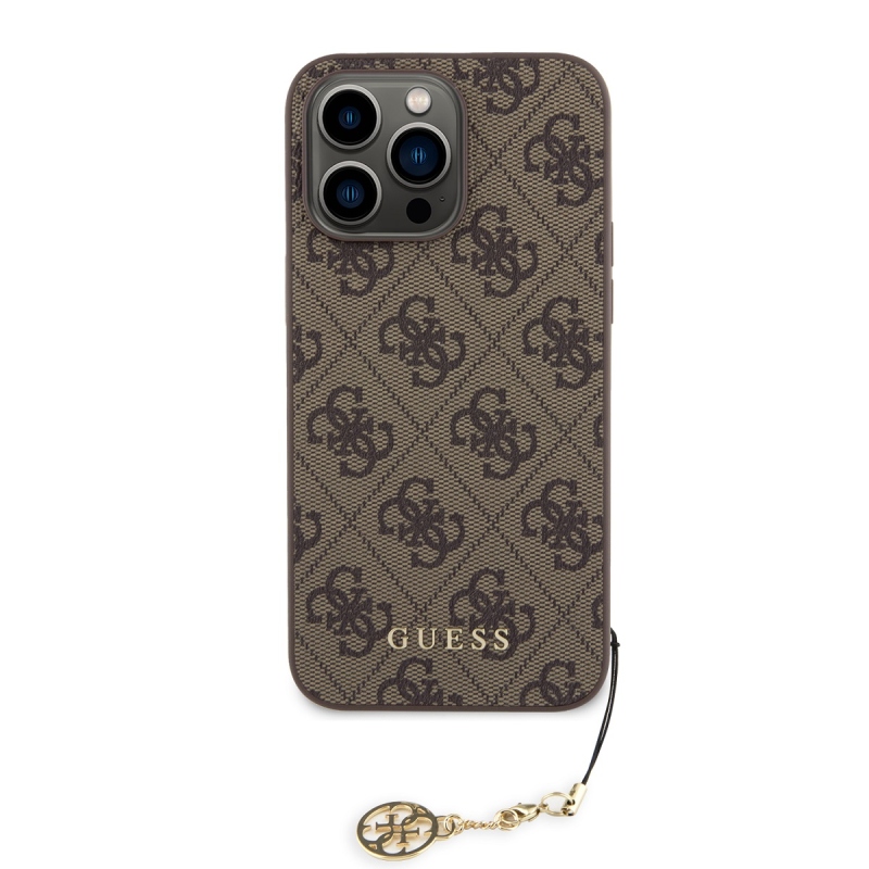 Guess 4G Charm Zadný Kryt pre iPhone 15 Pro Max Tone on Tone Brown