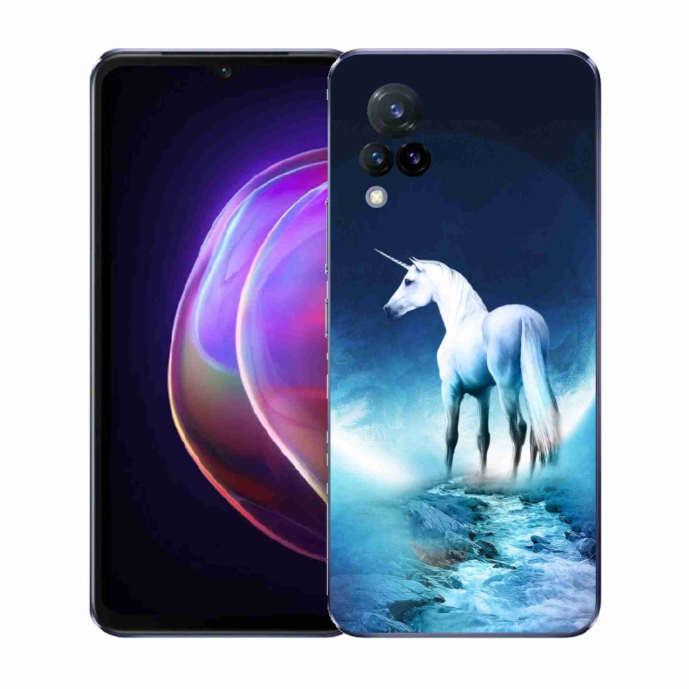 Gélový kryt mmCase na Vivo V21 4G/5G - biely jednorožec