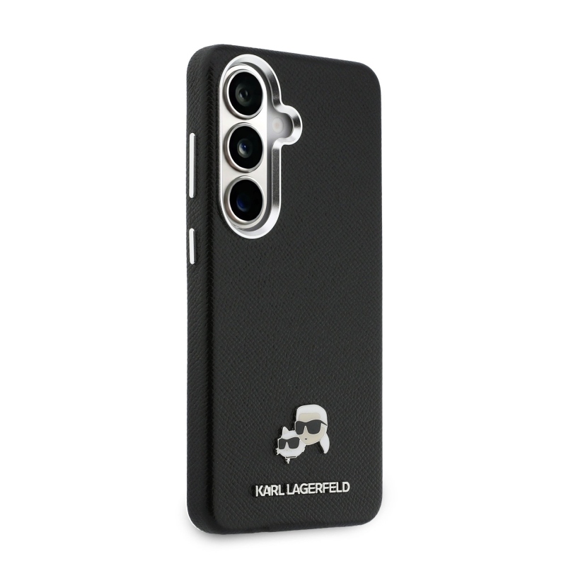 Karl Lagerfeld Grained PU Leather K&CH Heads Magnetic Back Cover pre Samsung Galaxy S26 Black