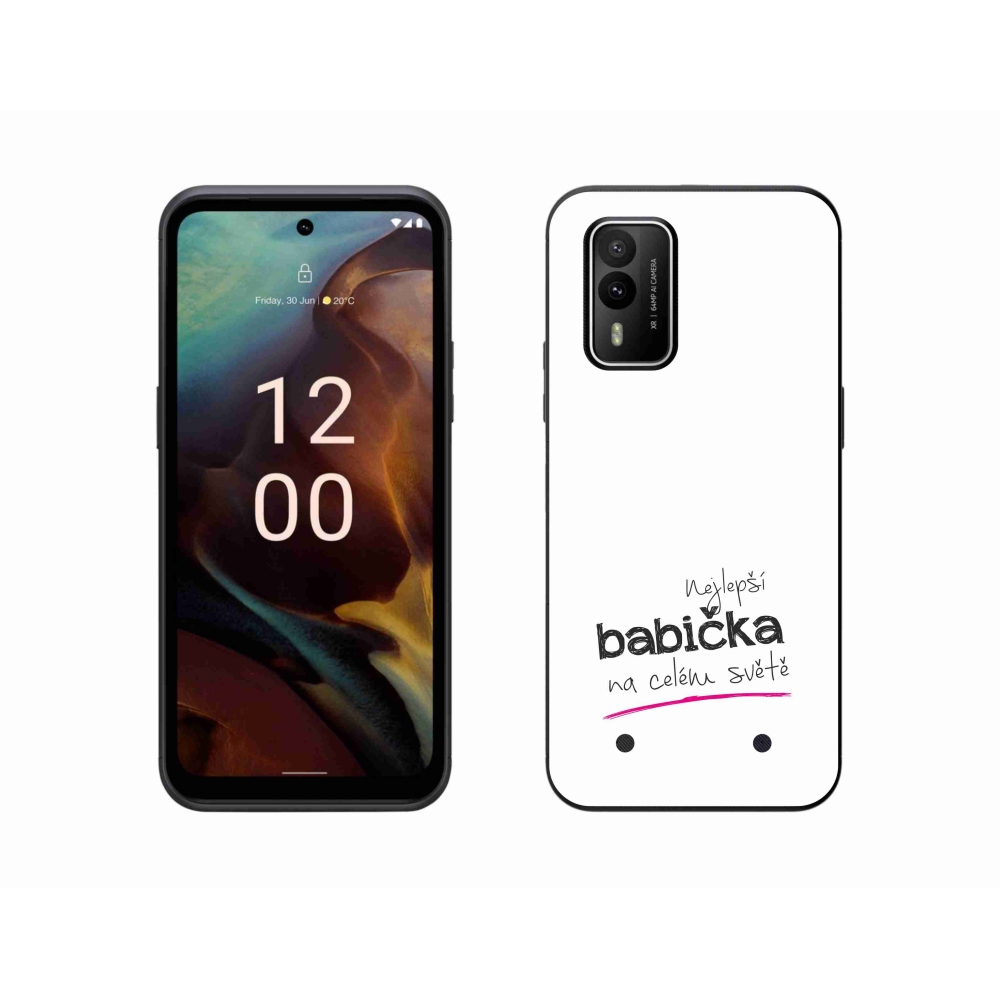 Gélový kryt mmCase na Nokia XR21 - najlepšia babička 4 biele pozadie