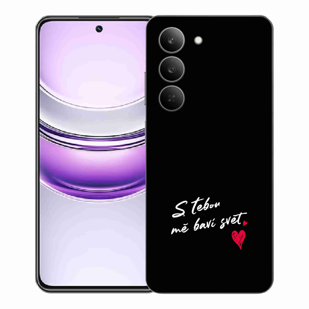 Gélový kryt mmCase na Realme 14x 5G - zamilovaný text 1 čierne pozadie