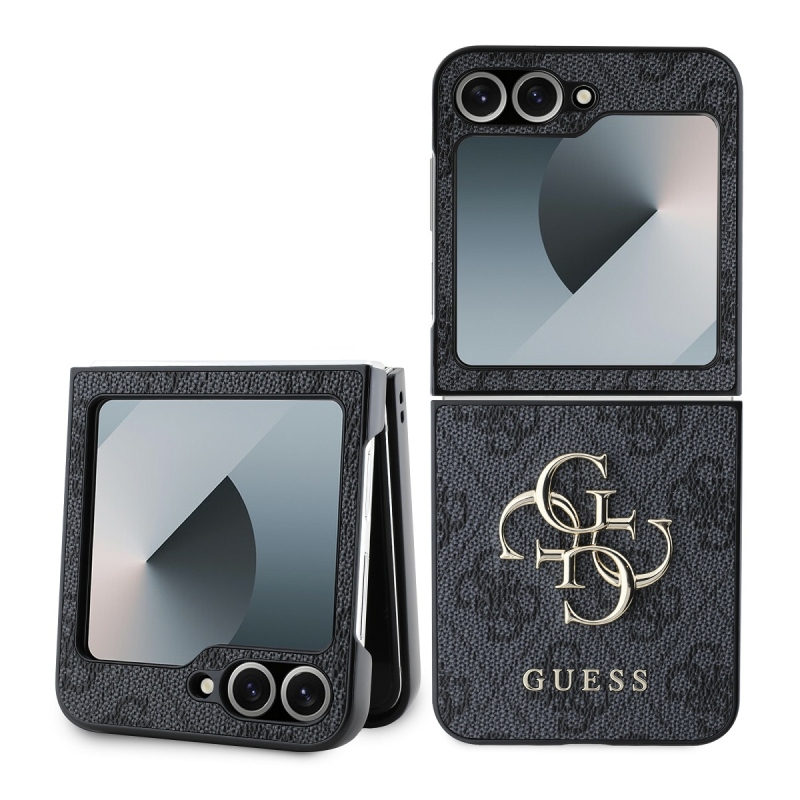 Guess PU 4G Metal Logo Zadný Kryt pre Samsung Galaxy Z Flip 6 Grey