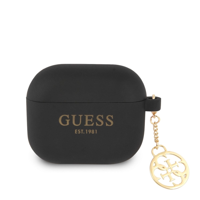 Guess 4G Charms Silikónové Puzdro pre Airpods 3 Black