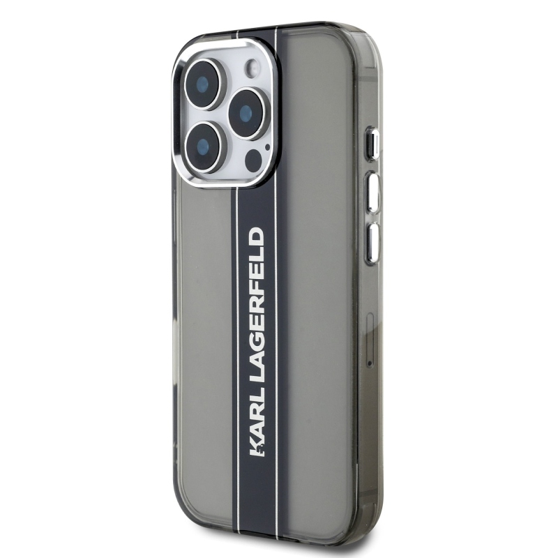 Zadný kryt Karl Lagerfeld IML Stripe Logo pre iPhone 16 Pro Max Black