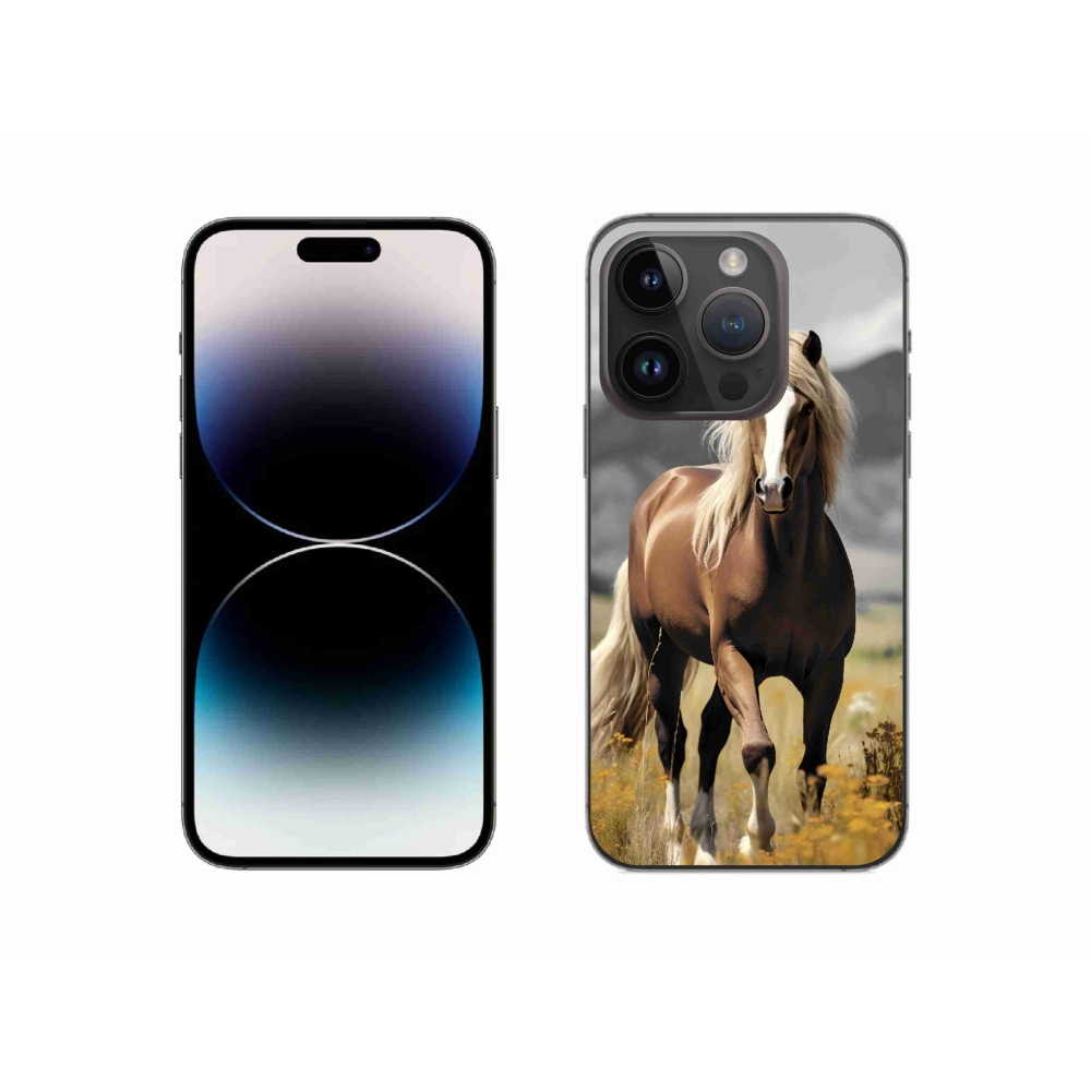 Gélový kryt mmCase na iPhone 14 Pro - hnedý kôň 1