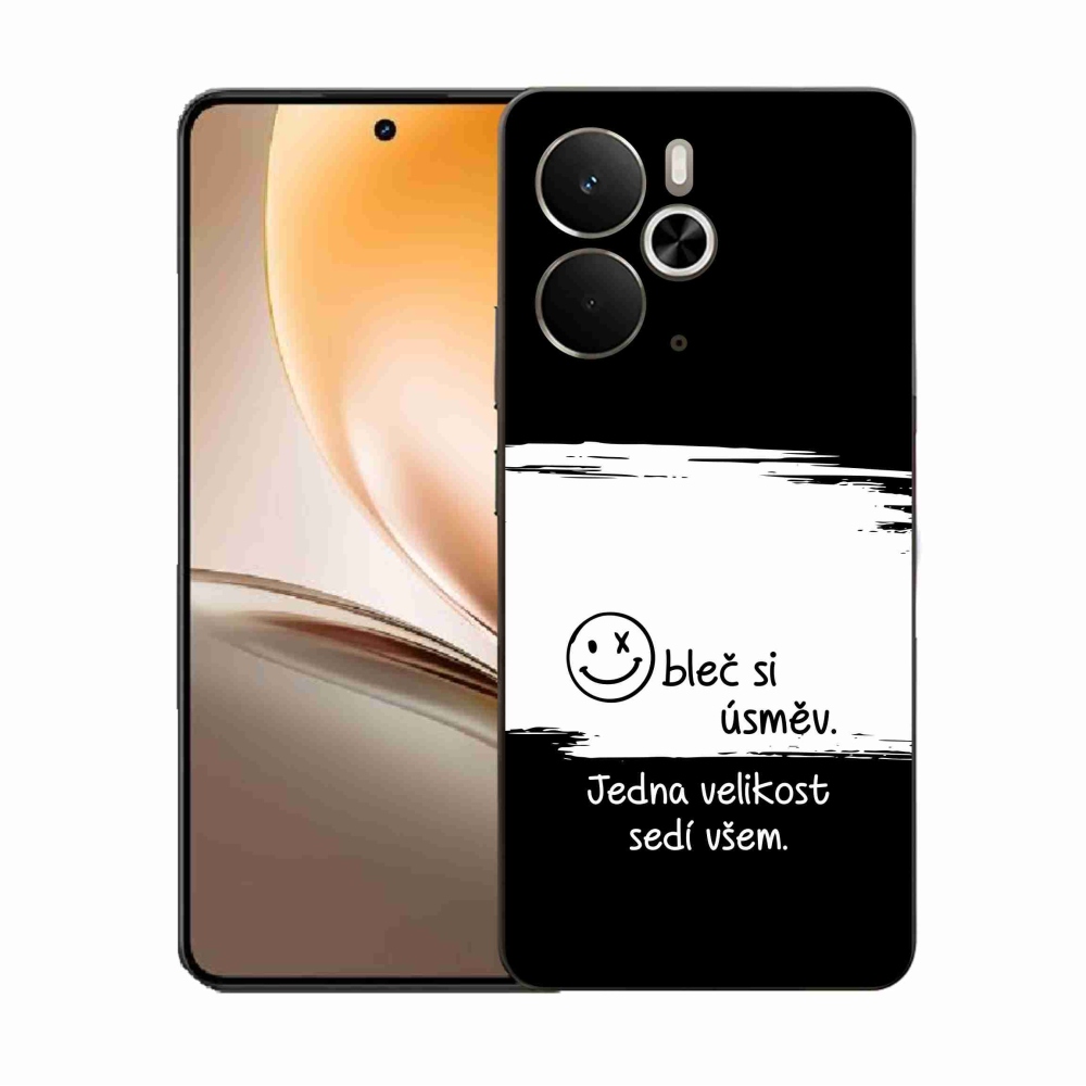 Gélový kryt mmCase na Realme 14 5G - vtipný text 8 bieločierne pozadie