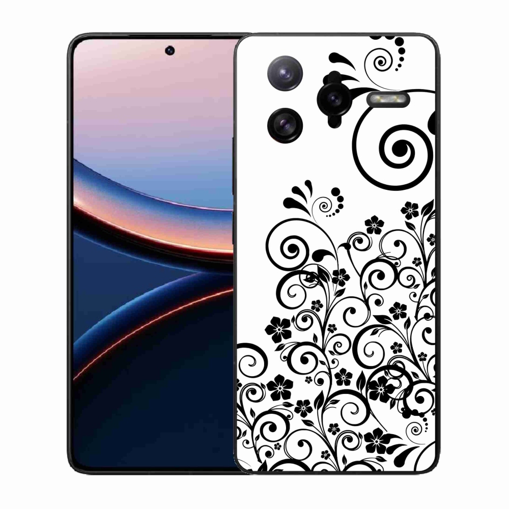 Gélový kryt mmCase na Xiaomi Poco F7 Ultra - čiernobiele kvetinové vzory