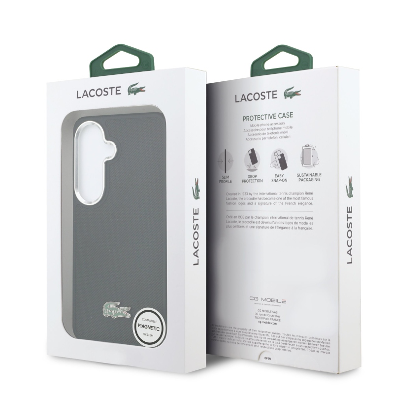 Lacoste Petit Pique Metal Logo Magnetic Back Cover pre Samsung Galaxy S26+ Black