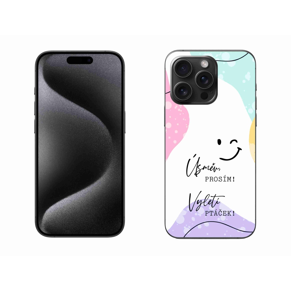 Gélový kryt mmCase na iPhone 15 Pro Max - vtipný text 4 biele pozadie