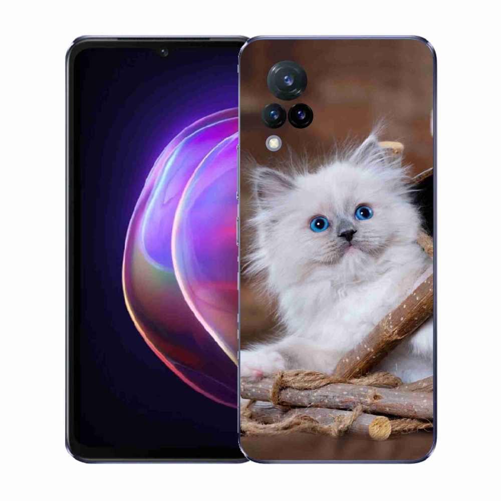 Gélový kryt mmCase na Vivo V21 4G/5G - biele mačiatko