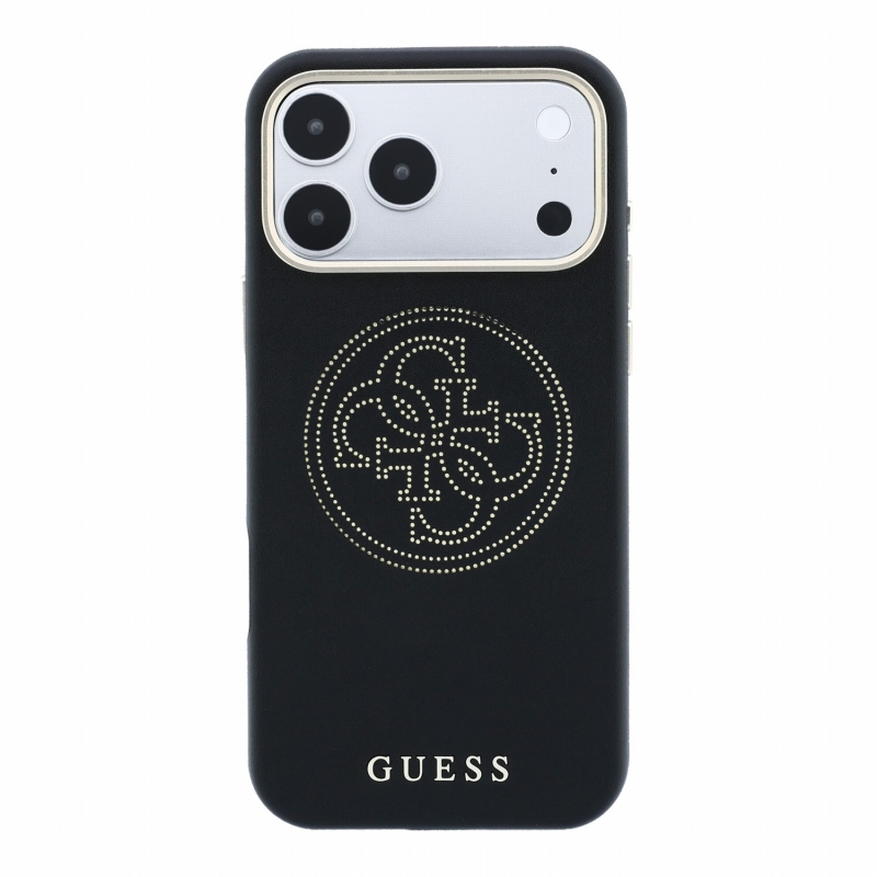 Guess PU Semi Wrap Perforated 4G Logo MagSafe zadný kryt pre iPhone 18 Pro, čierny