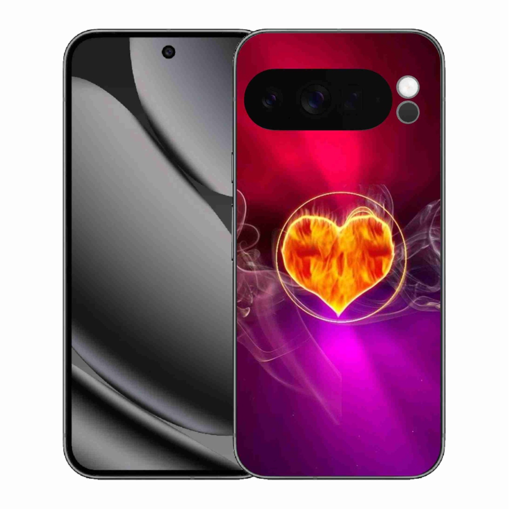 Gélový kryt mmCase na Google Pixel 10 Pro XL - ohnivé srdce