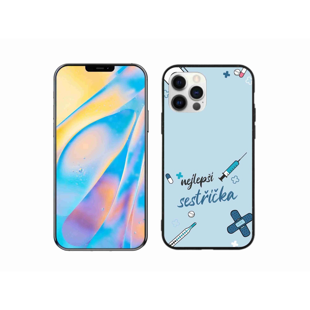 Gélový kryt mmCase na iPhone 12 Pro - najlepšia sestrička modré pozadie