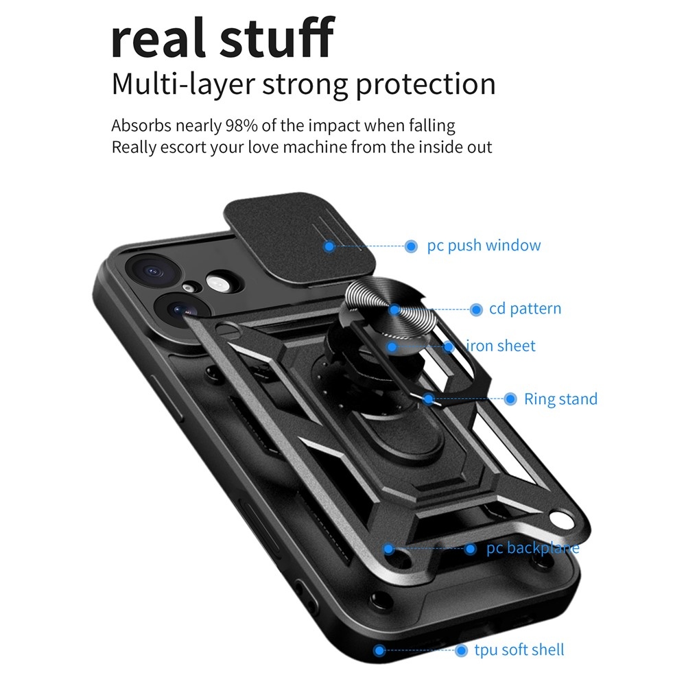 Ring odolný kryt na iPhone 17 - čierny