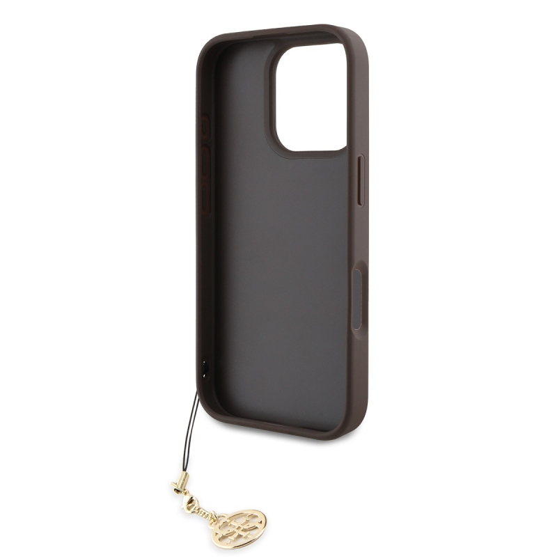 Guess 4G Charm Zadný Kryt pre iPhone 16 Pro Tone on Tone Brown