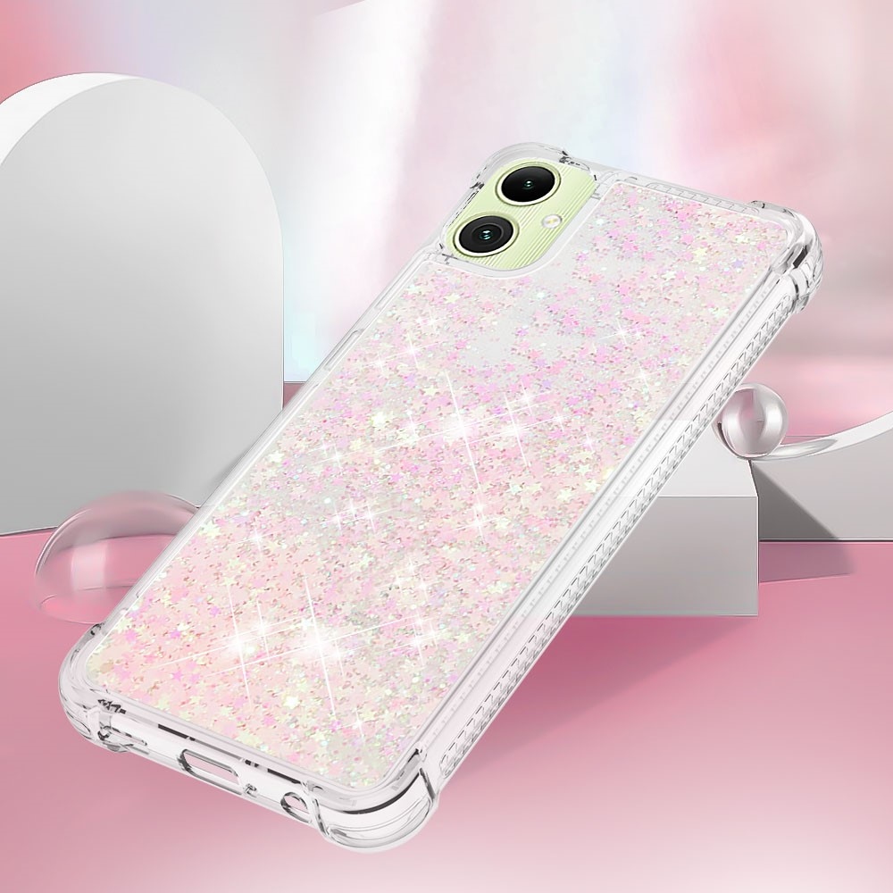 Glitter presýpacie gélový obal na Samsung Galaxy A06 4G - ružový/hviezdičky
