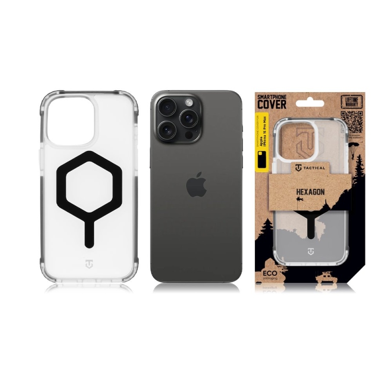 Taktický kryt MagForce Hexagon pre Apple iPhone 15 Pro Max T-Black