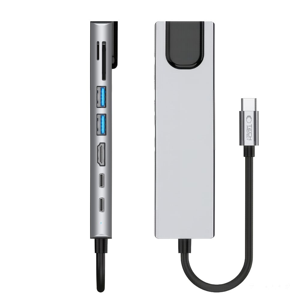 Tech-Protect HB09 USB-C adaptér 8v1 s HDMI, USB, RJ45 a čítačkou kariet