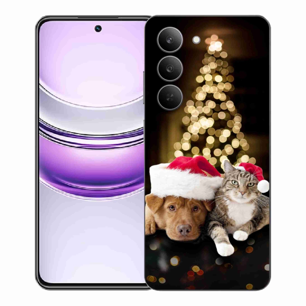 Gélový kryt mmCase na Realme 14x 5G - vianočný pes a mačka